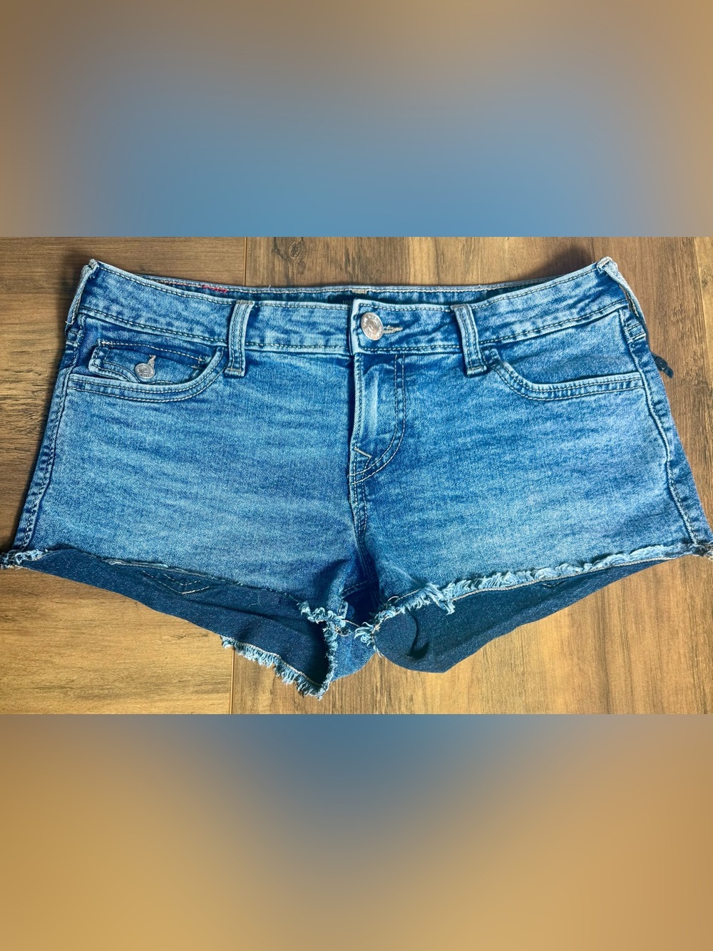 True Religion Joey Cut-Off Low Rise Denim Shorts - Size 28